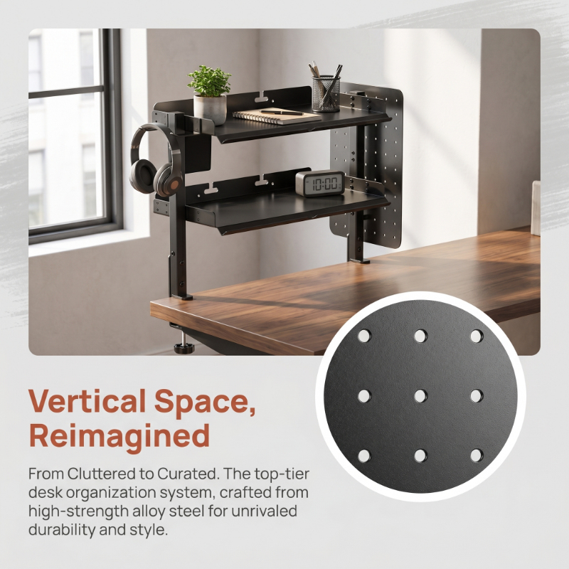 2-Tier Metal Clamp Desk Shelf  - Headphone Stand Desk incelemesi ve fiyatı