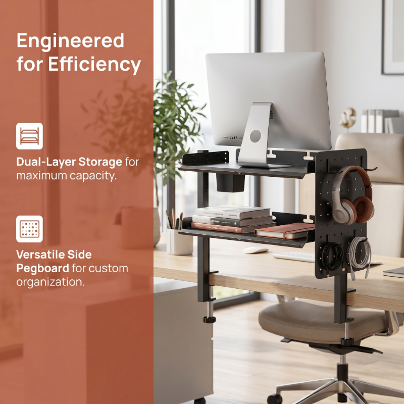 2-Tier Metal Clamp Desk Shelf  - Headphone Stand Desk incelemesi ve fiyatı