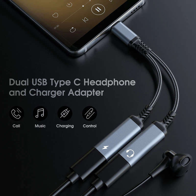OTG 2 IN 1 USB C Splitter to D - Earphone Splitter Jack incelemesi ve fiyatı